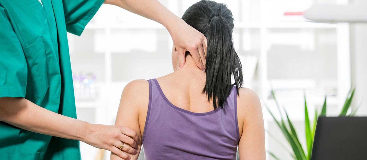 A patient with neck pain is examined by a doctor